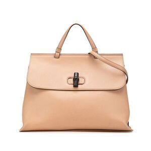 Gucci Large Leather Bamboo Daily Satchel